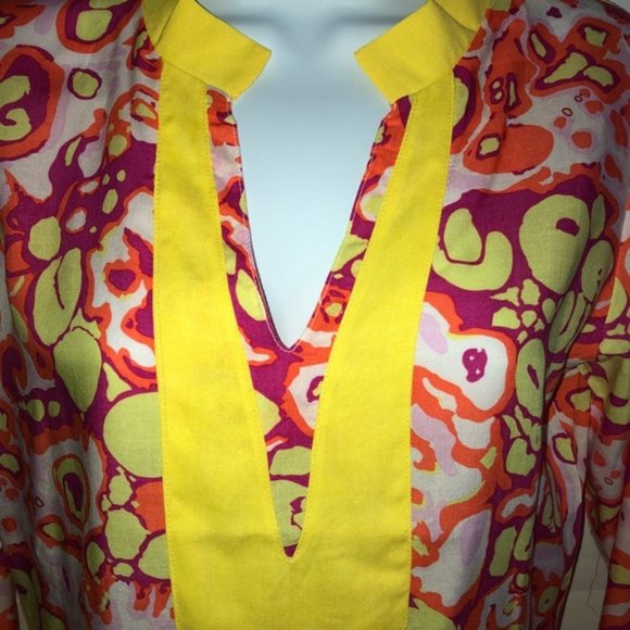 BOGO Tracy Negoshian Dress/Tunic V-neck Pink Yellow Red Size Sz S #305 - Picture 2 of 7